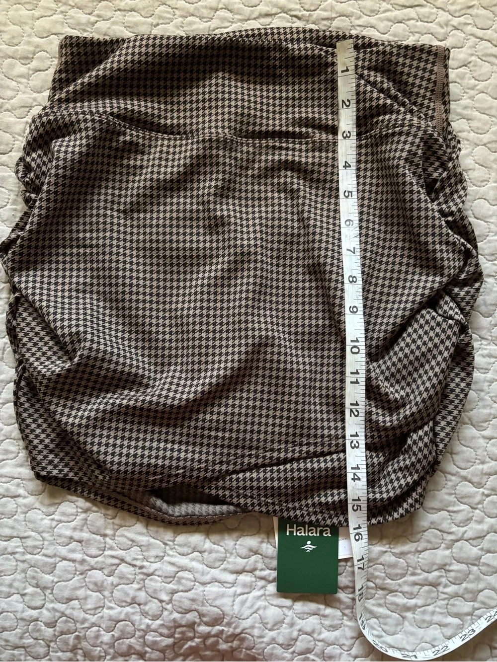 HALARA Brown Houndstooth Ruched Mini Skirt - Picture 10 of 14